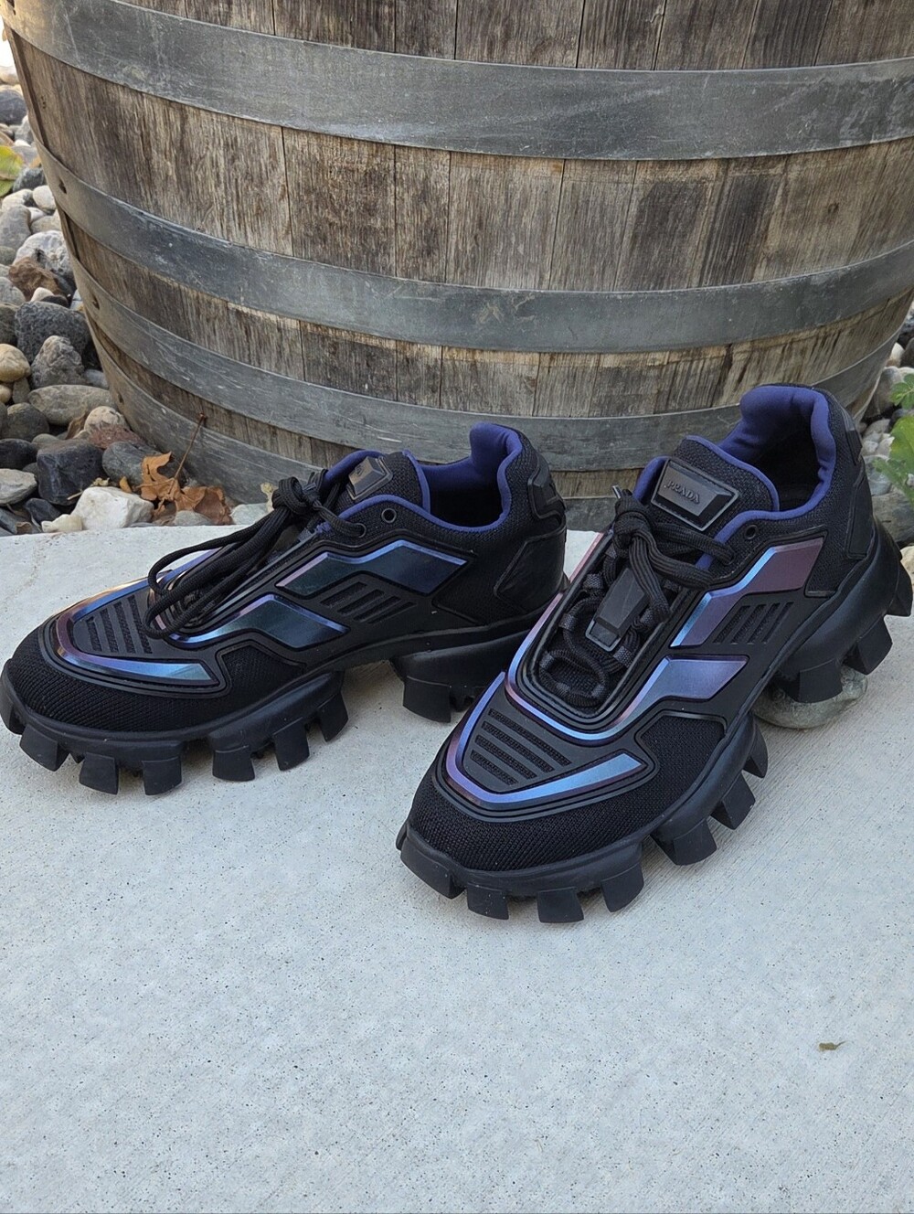 Prada Cloudbust Thunder Sneakers Black Iridescent Low-Top - Size US 7 / UK 6